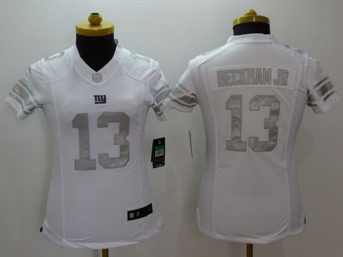 Nike Giants #13 Odell Beckham Jr Royal White Women's Stitched NFL Limited Platinum Jersey